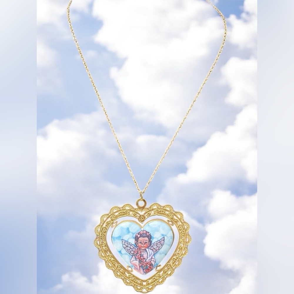 Gold Heart Angel Ornament Sarah’s attic☑️